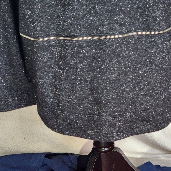 Lane Bryant Grey Black Exposed Faux Zipper LS Cotton Metallic Nylon Top Sz 18/20 - Picture 8 of 16